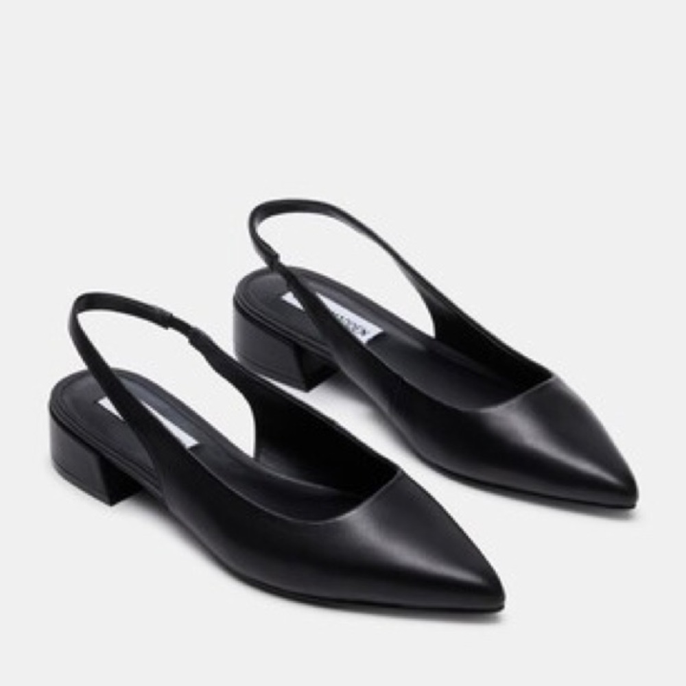 Steve Madden Blakely Black Leather Slingbacks